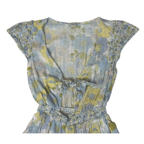 AMERICAN EAGLE Y2K Flirty Floral Mini Cut Out Front Tie Ruffled Romper Size XS - Picture 4 of 8